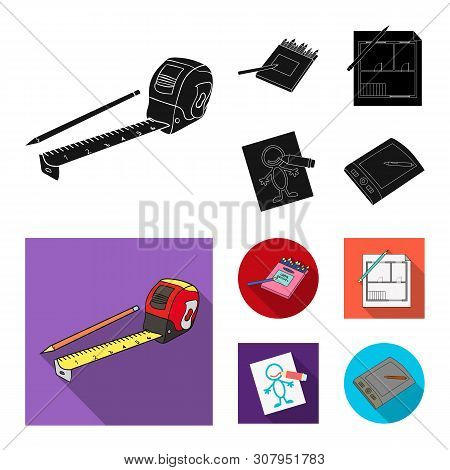 Vector Illustration Of Pencil And Sharpen Logo. Set Of Pencil And Color Vector Icon For Stock.
