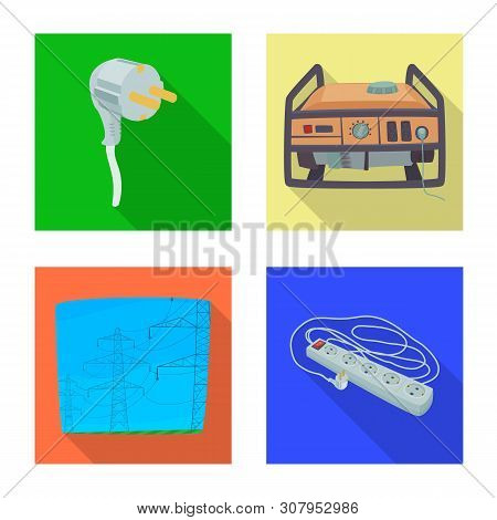 Isolated Object Of Electricity And Electric Icon. Set Of Electricity And Energy Stock Vector Illustr