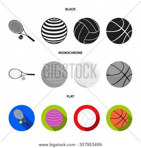 Vector Design Of Ball And Soccer Sign. Set Of Ball And Basketball Stock Vector Illustration.