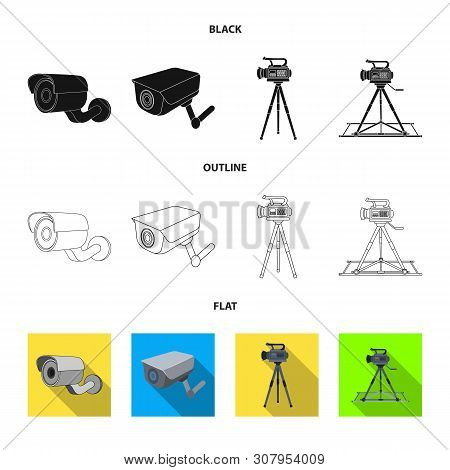 Vector Design Of Camcorder And Camera Icon. Collection Of Camcorder And Dashboard Vector Icon For St