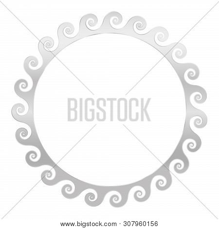 Silver Spirals Frame. Seamless Meander Pattern Design. Waves Shaped Into Repeated Motif. Scroll Patt
