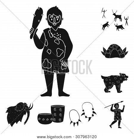 Vector Illustration Of Survival And Primeval Logo. Set Of Survival And Stone Stock Vector Illustrati