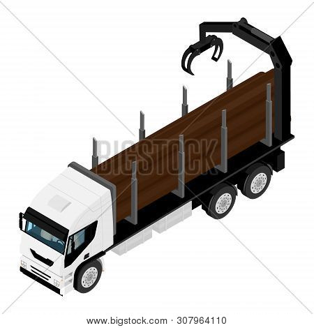 Logging Truck Isometric View Isolated On White Background