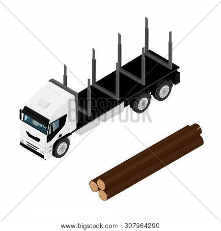 Logging Truck Isometric View Isolated On White Background