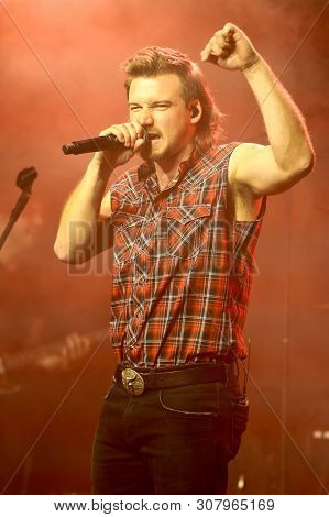NASHVILLE, TN - JUN 3: Morgan Wallen performs at CMT's RAMJAM on June 3, 2019 at TopGolf in Nashville, Tennessee.