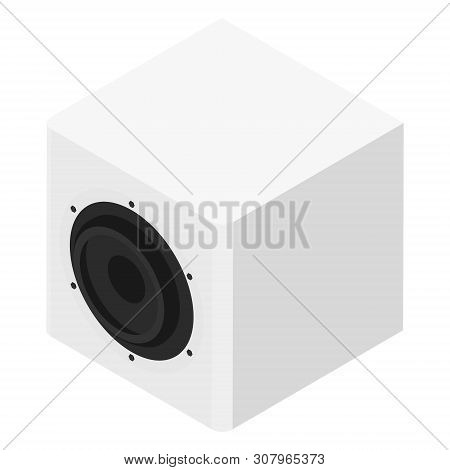 Subwoofer Isometric View Isolated On White Background. Professional Music Studio Equipment