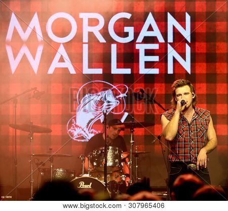 NASHVILLE, TN - JUN 3: Morgan Wallen performs at CMT's RAMJAM on June 3, 2019 at TopGolf in Nashville, Tennessee.