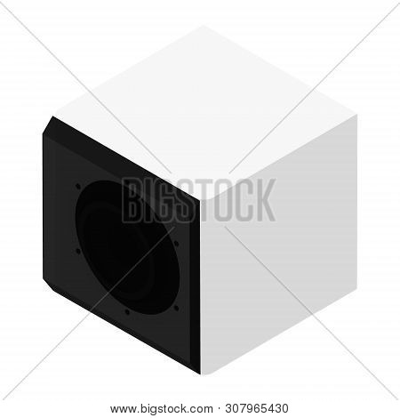 Subwoofer Isometric View Isolated On White Background. Professional Music Studio Equipment