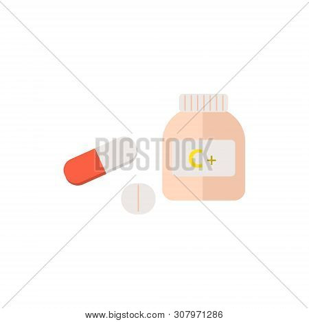 Vecotor Vitamins Capsule, Pills Illustration Isolated On White Background