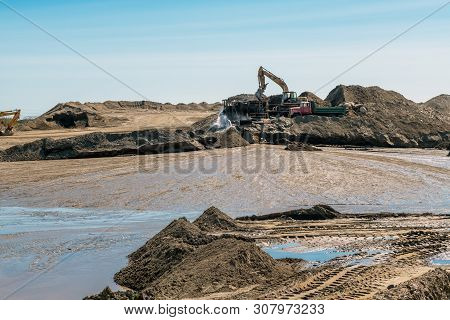 Nome, Alaska - June 8 - Open Pit Gold Mining Still Active On June 8 2019 In Nome Alaska.