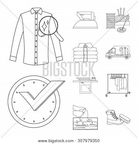 Vector Design Of Laundry And Clean Icon. Set Of Laundry And Clothes Vector Icon For Stock.