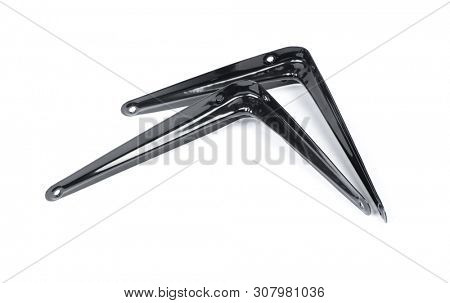 Group of  metallic angle fixators. Mounting angle corners metal brackets isolated on white background