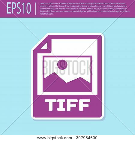 Retro Purple Tiff File Document Icon. Download Tiff Button Icon Isolated On Turquoise Background. Ti