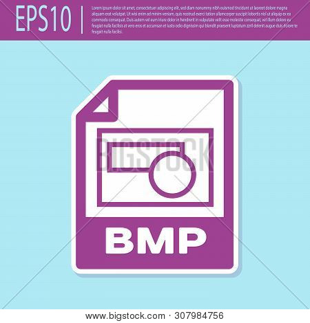 Retro Purple Bmp File Document Icon. Download Bmp Button Icon Isolated On Turquoise Background. Bmp 