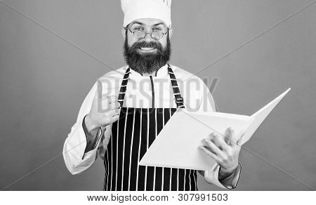 Cookery On My Mind. Improve Cooking Skill. Book Recipes. According To Recipe. Man Bearded Chef Cooki