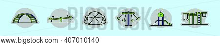 Set Of Jungle Gym Cartoon Icon Design Template With Various Models. Modern Vector Illustration Isola