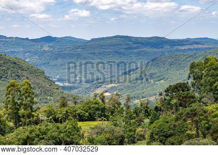 Valley With Farm And Forest