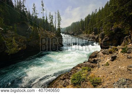 Yellowstone River Just Upstream From The Brink Of The Upper Falls In Yellowstone National Park