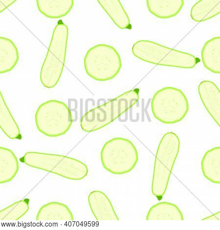 Illustration On Theme Of Bright Pattern Zucchini, Vegetable Squash For Seal. Vegetable Pattern Consi