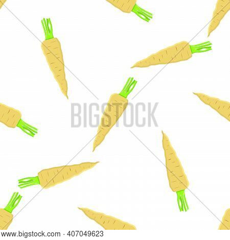 Illustration On Theme Of Pattern Plant Parsnip, Vegetable Root For Seal. Vegetable Pattern Consistin