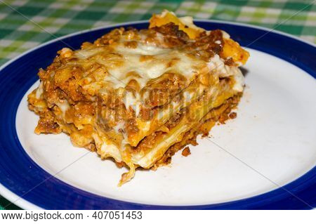 Housemade Lasagne Bolognese On A Dish For Lunch