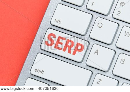 Marketing Buzzword Serp. Term Search Engine Results Page On Keyboard