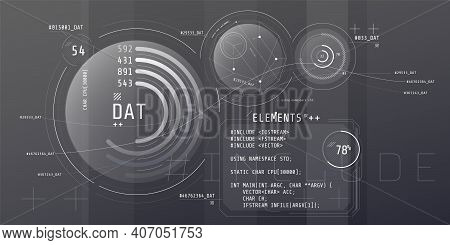 Composition Of Computer Hud Interface With Coding.