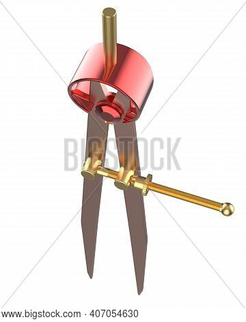 Metallic Divider. Compass Isolated On Transparent Background. 3d Rendering - Illustration