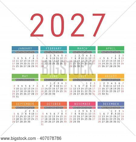 Calendar 2027 Year. Vector & Photo (Free Trial) | Bigstock