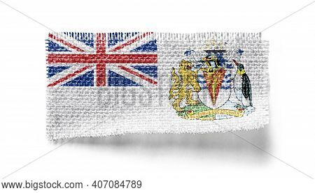 British Antarctic Territory Flag On A Piece Of Cloth On A White Background