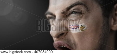A Screaming Man With The Image Of The British Antarctic Territory