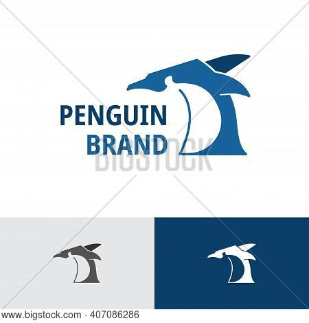 Angry Emperor Penguin Ice Animal Business Logo Template