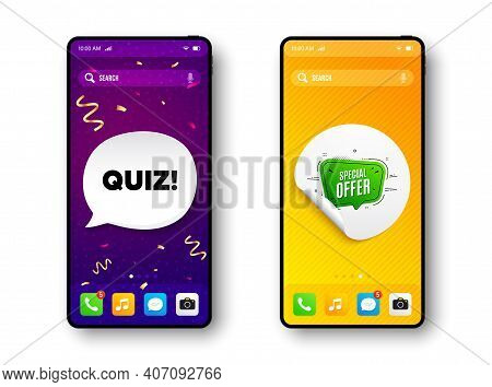 Special Offer Banner. Phone Mockup Vector Confetti Banner. Discount Sticker Shape. Sale Coupon Bubbl