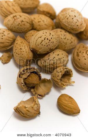 Almonds Isolated On White Backgrond