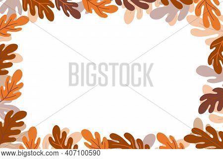 Floral Frame With Colorful Exotic Branches On White Background. Ornate Border With Tropic Leaves. Ve