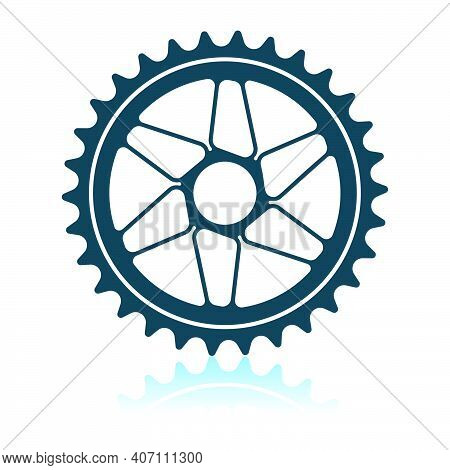 Bike Gear Star Icon. Shadow Reflection Design. Vector Illustration.