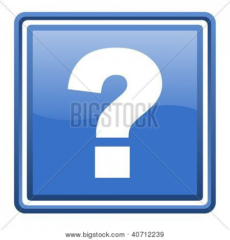 blau glänzend Quadrat Web Fragezeichen isoliert