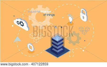 Industrial Internet Of Things, Digital Information. Big Data Processing Center, Server Energy Statio