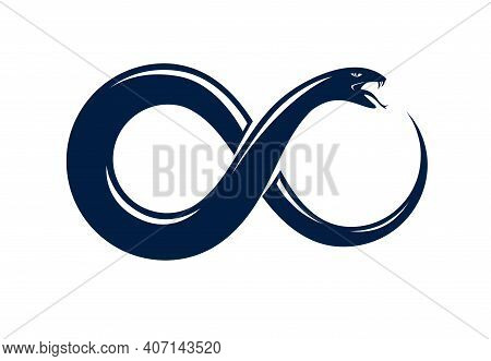Ouroboros Snake In A Shape Of Infinity Symbol, Endless Cycle Of Life And Death, Ancient Uroboros Sym