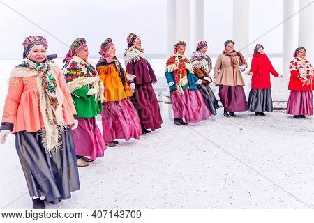 Petrozavodsk, Russia - February 6th, 2021: The Folk Ensemble Of Russian Songs 