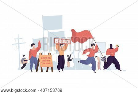 Vandalism Background. Agressive People Making Protest Spray Graffiti Paints On Wall Diverse Action O
