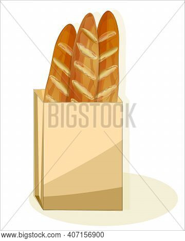 Tree French Sliced Loaves In A Paper Bad