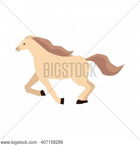 Thoroughbred Beautiful Horse Galloping A Vector Isolated Illustration.