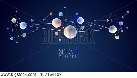 Molecules Vector Abstract Background, 3d Dimensional Science Chemistry And Physics Theme Design Elem