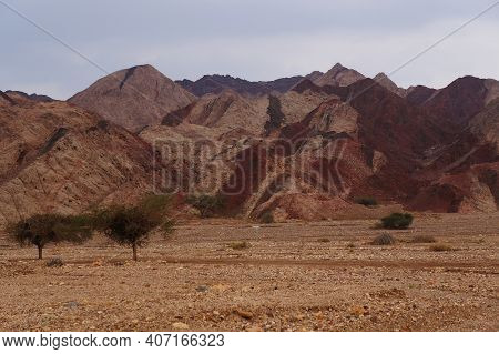 Hiking In Evening In Shehoret Mountains, South Israel