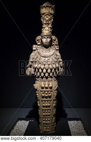 Selcuk, Turkey - November 6, 2020: Statue of Artemis in the archaeological museum of Ephesus in Selcuk, Turkey.