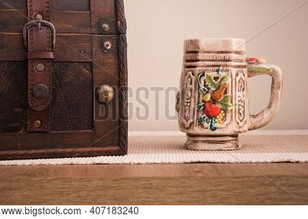 A Colorful Ceramic Empty Mug For Coffee Or Tea. Home Interior