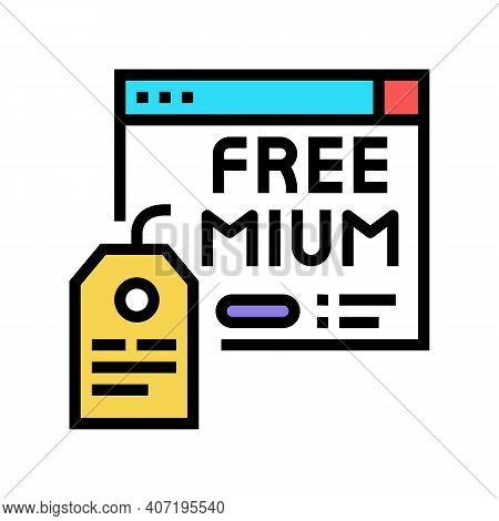 Freemium Online Service Subscription Color Icon Vector. Freemium Online Service Subscription Sign. I