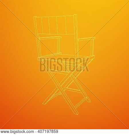 Director Movie Workplace Chair. Wireframe Low Poly Mesh Vector Illustration