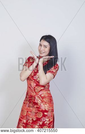 Asian Woman Wearing Traditional Cheongsam Qipao